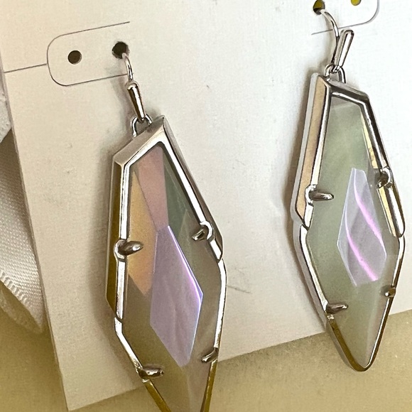 NWT Kendra Scott RARE & Retired Bexley Earrings Iridescent Agate & Silver😊 - Picture 12 of 14